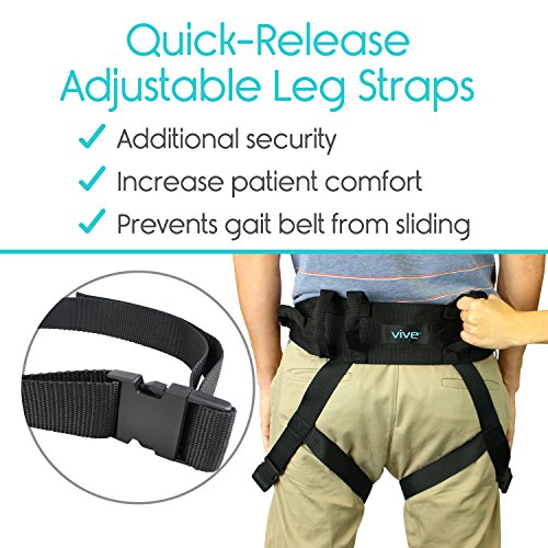 Vive Transfer Belt with Leg Loops - Medical Nursing Safety Gait Assist Device - Bariatrics, Pediatric, Elderly, Occupational and Physical Therapy - Long Strap and Quick Release Metal Buckle - 52 Inch