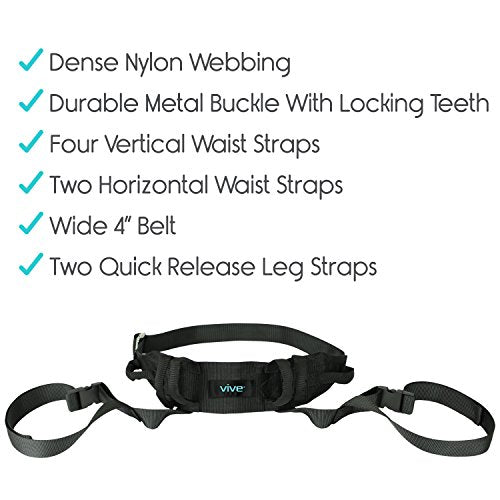 Vive Transfer Belt with Leg Loops - Medical Nursing Safety Gait Assist  Device - Bariatrics, Pediatric, Elderly, Occupational and Physical Therapy  -