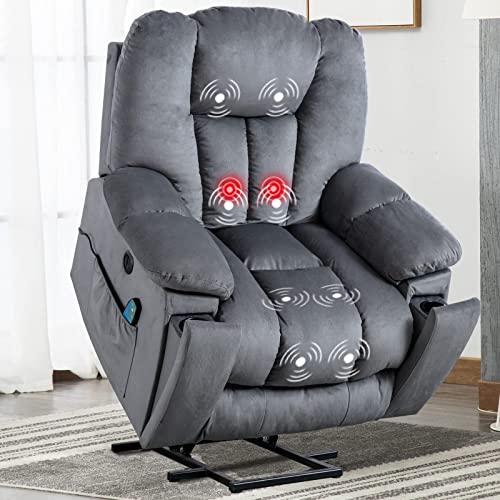 Buy Large Reclining Power Lift Chair with Massage, Heat, Cup Holders ...