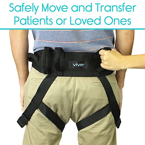 Vive Transfer Belt with Leg Loops - Medical Nursing Safety Gait Assist Device - Bariatrics, Pediatric, Elderly, Occupational and Physical Therapy - Long Strap and Quick Release Metal Buckle - 52 Inch