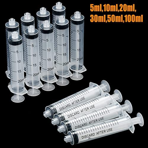 10 Pack 20ml Plastic Syringe Luer Lock with Measurement No Needle