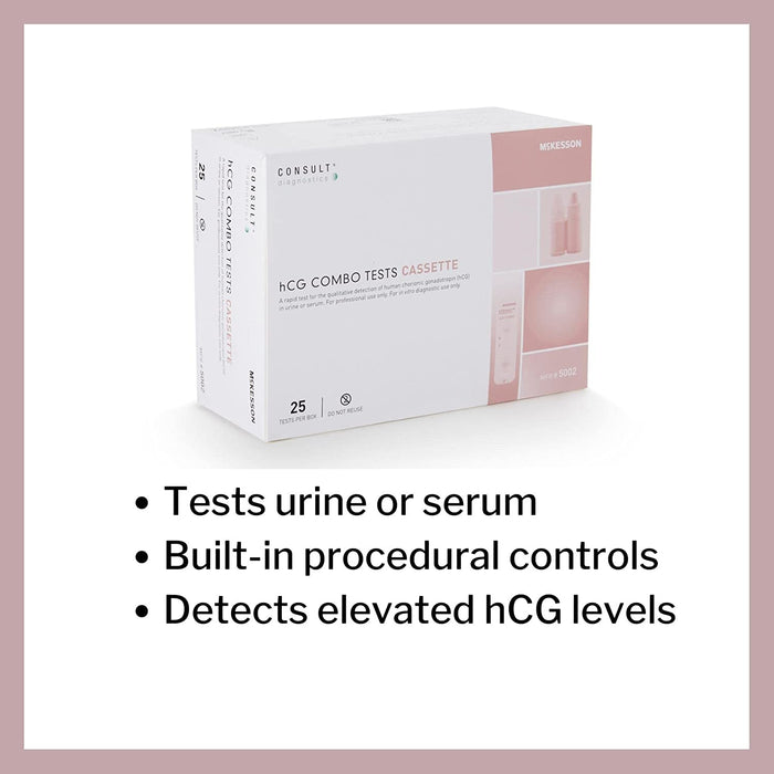 McKesson Rapid Pregnancy Test, Consult hCG Urine or Serum Test, Individually Wrapped, 3 Minute Results, Over 99% Accurate, 25 Count, 1 Pack