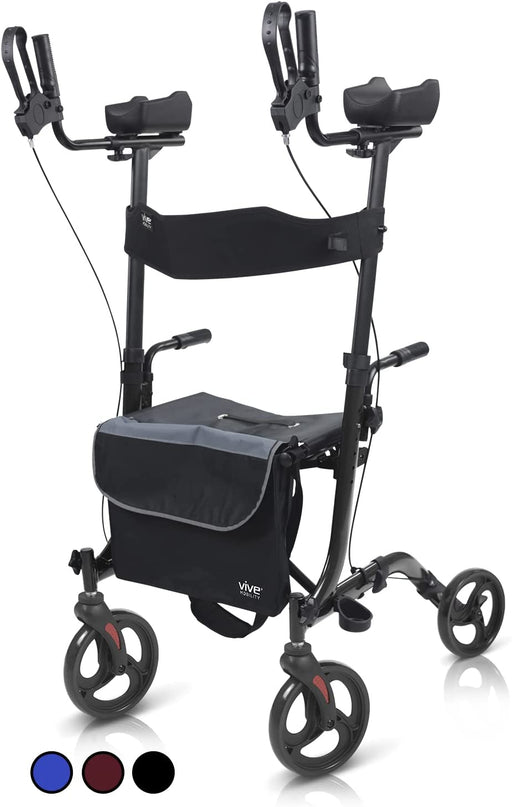 Black Upright Walker Rollator - Vive - Wasatch Medical Supply