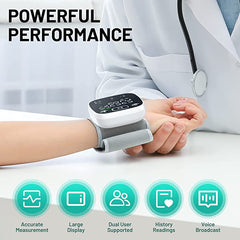 Portable Rechargeable Digital Blood Pressure Wrist Monitor with Carrying Case