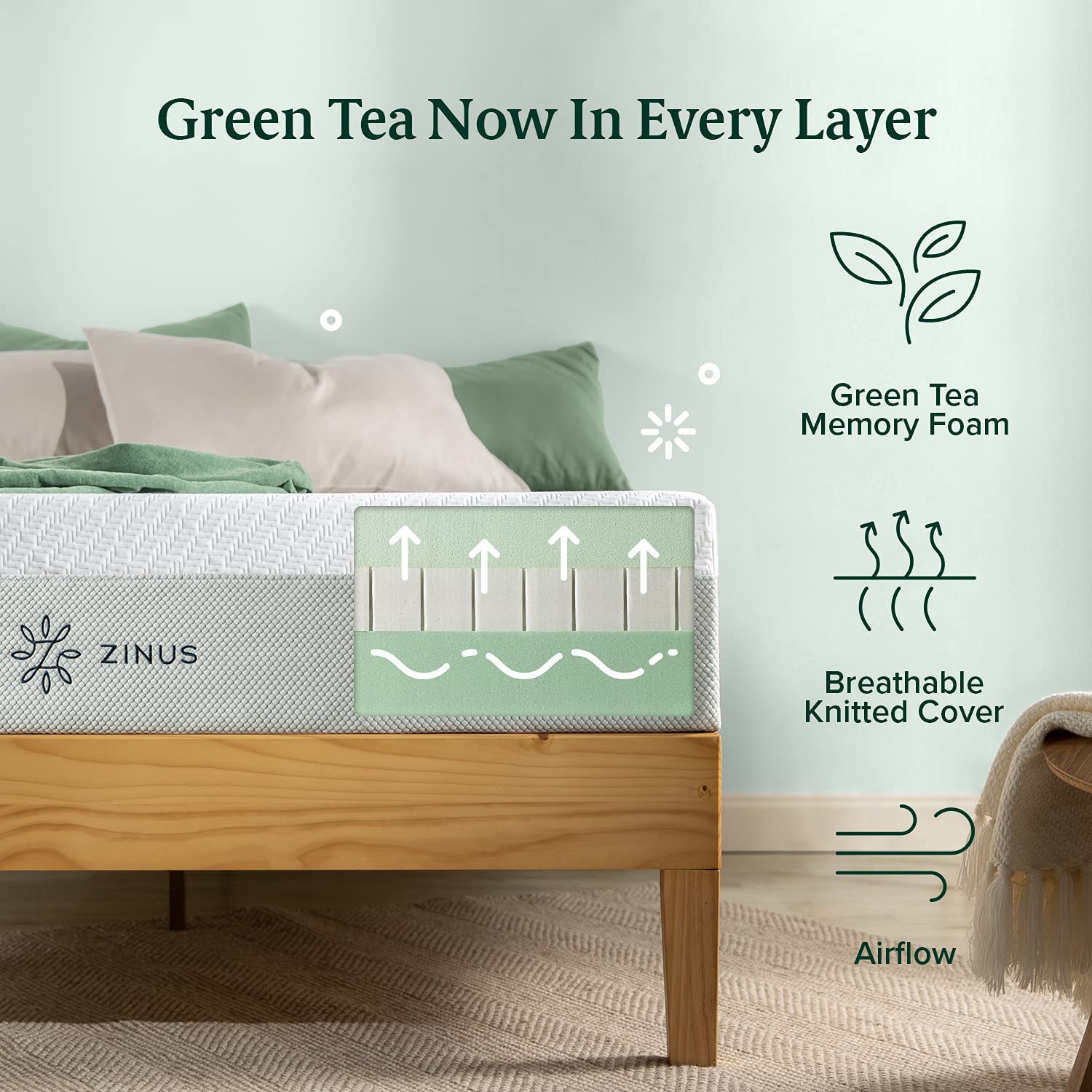 Green Tea Memory Foam Mattress | Zinus