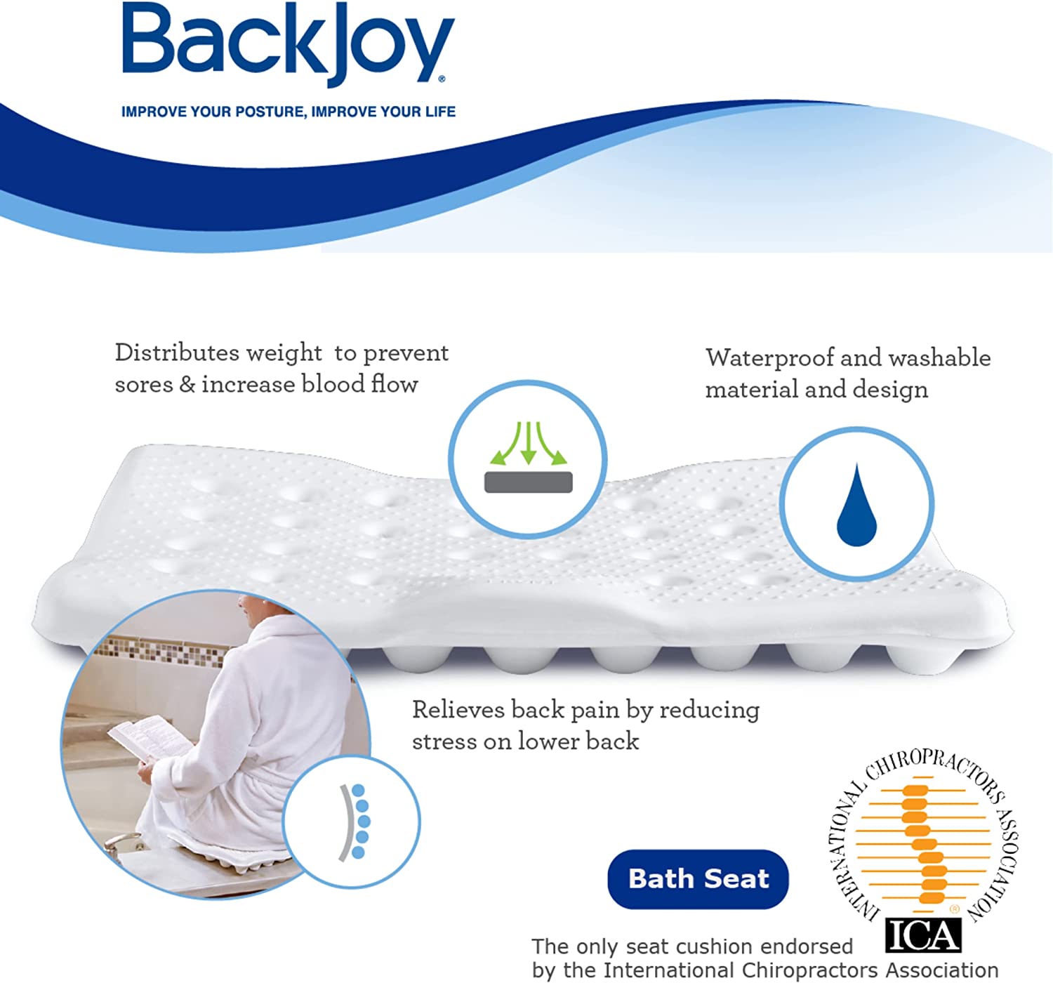 BackJoy Bath Seat Cushion (White) – Wasatch Medical Supply