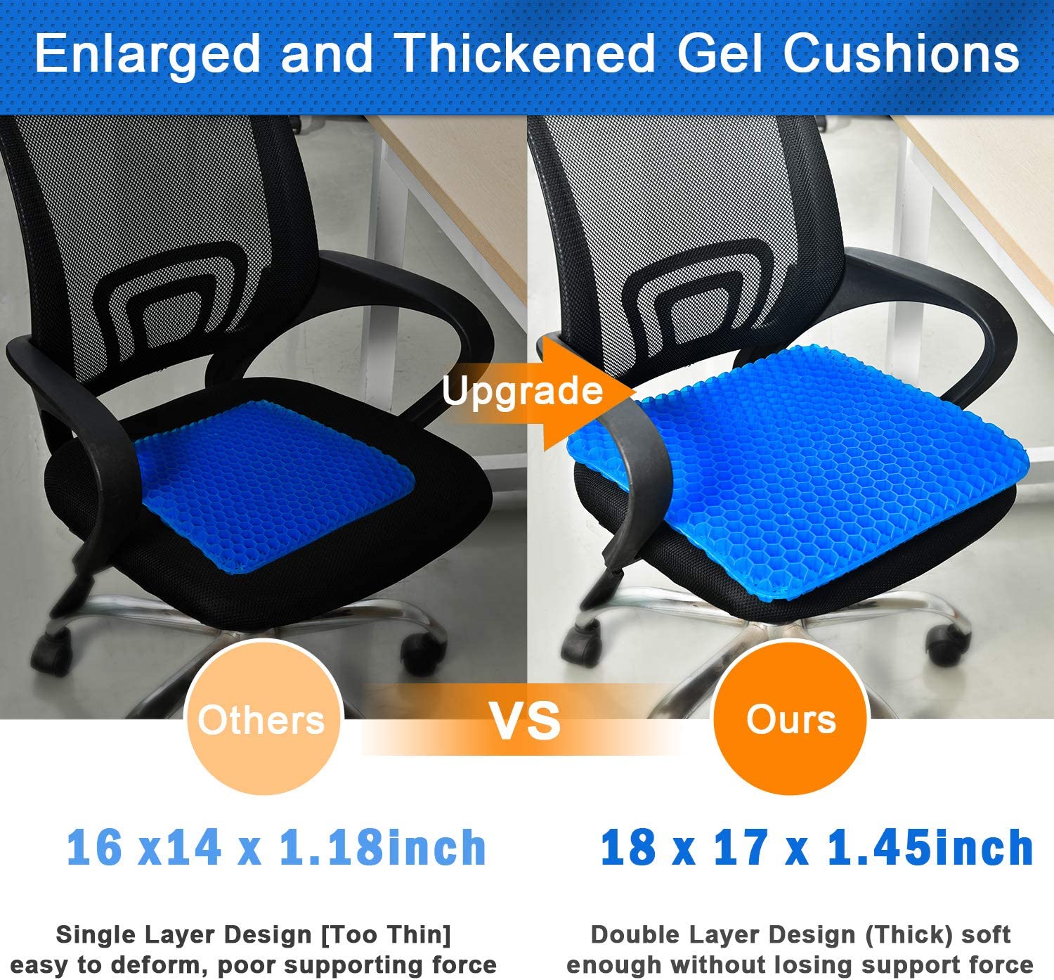 Quees Car Gel Seat Cushions, Office Chair Cushions Honeycomb