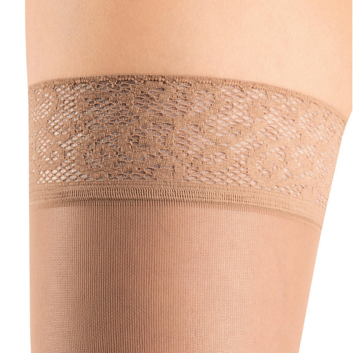 mediven sheer & soft 30-40 mmHg Thigh High w/Lace Silicone Topband Closed Toe Compression Stockings