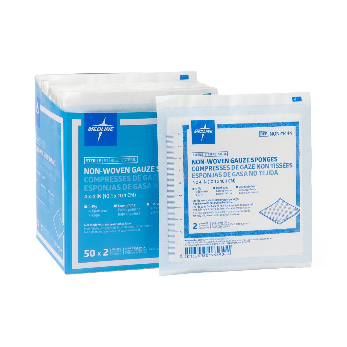 100 Each-Box / 4.00000 IN / Rayon/Polyester Wound Care - MEDLINE - Wasatch Medical Supply
