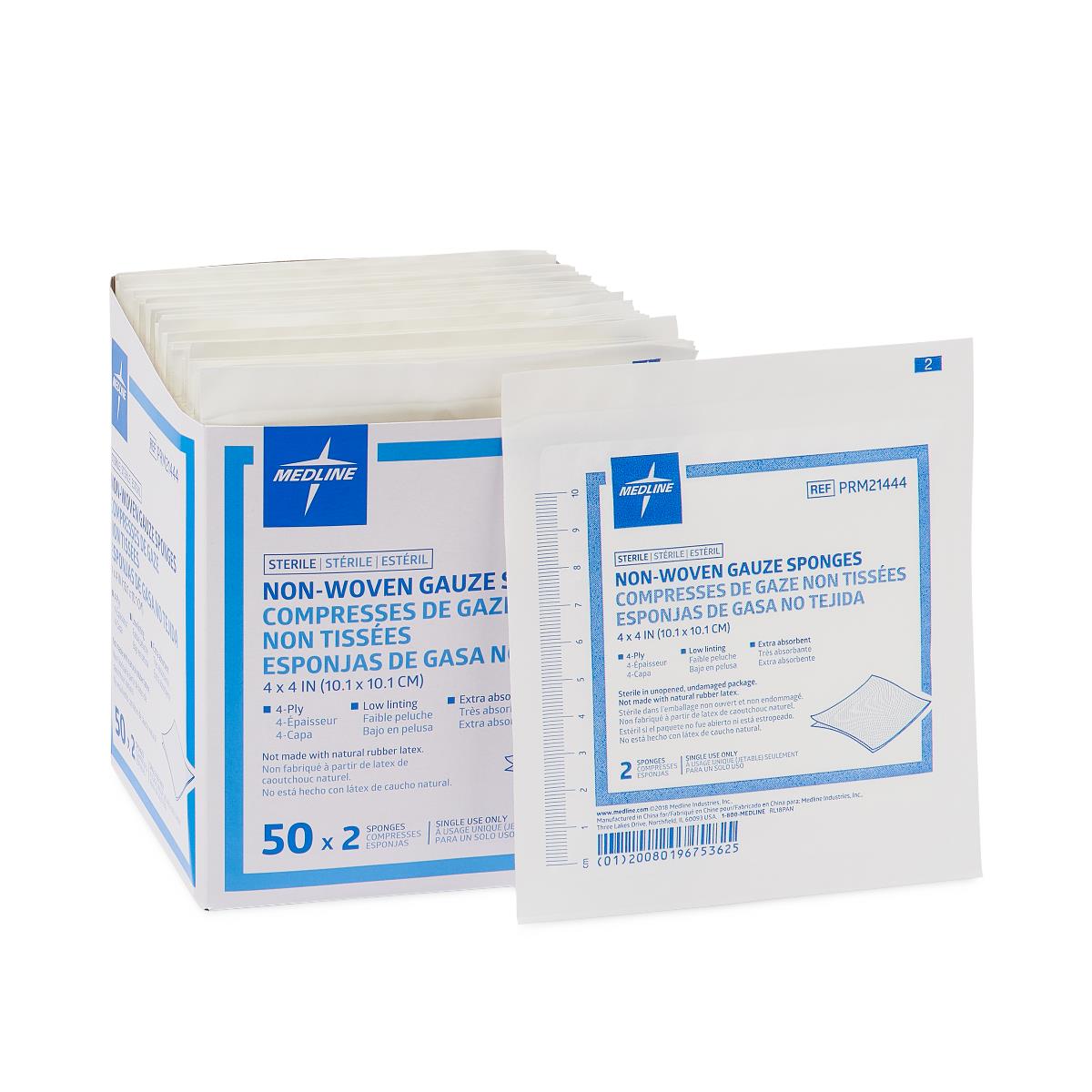 50 Pack-Box / 4.00000 IN / Rayon/Polyester Wound Care - MEDLINE - Wasatch Medical Supply