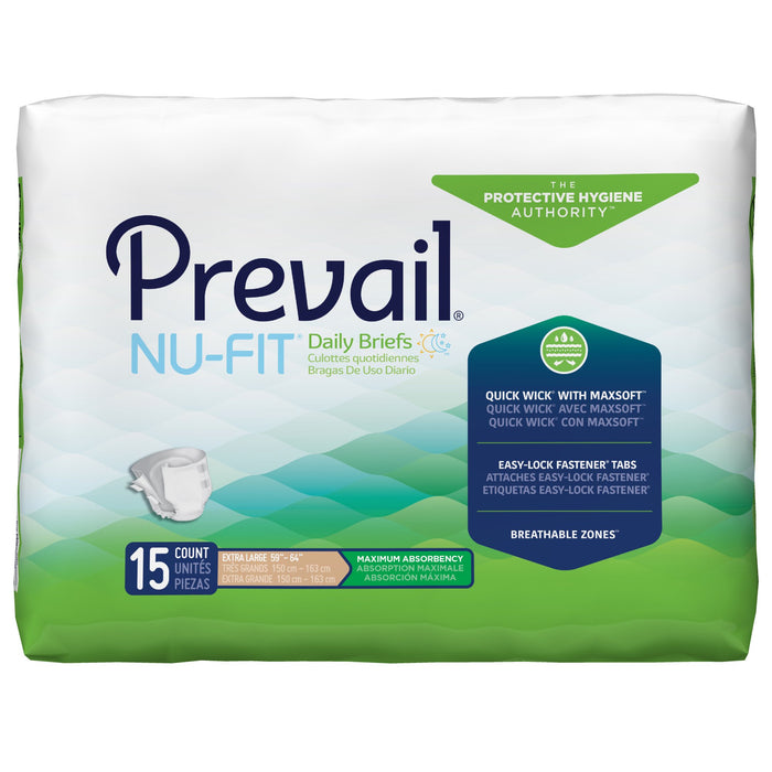 Prevail® Nu-Fit® Maximum Incontinence Brief, Extra Large | Bag-15 | 456883_BG