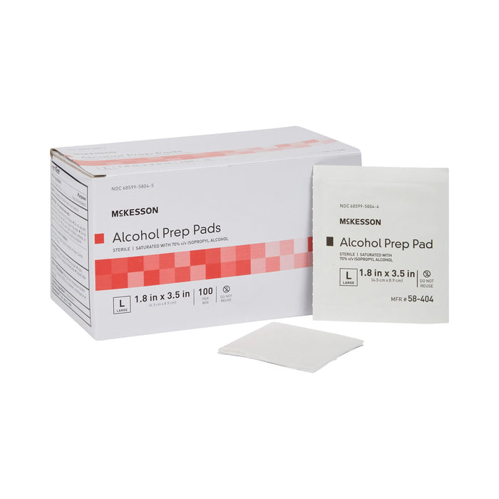 McKesson Alcohol Prep Pad Isopropyl Alcohol, 1-4/5 x 3-1/2 Inch