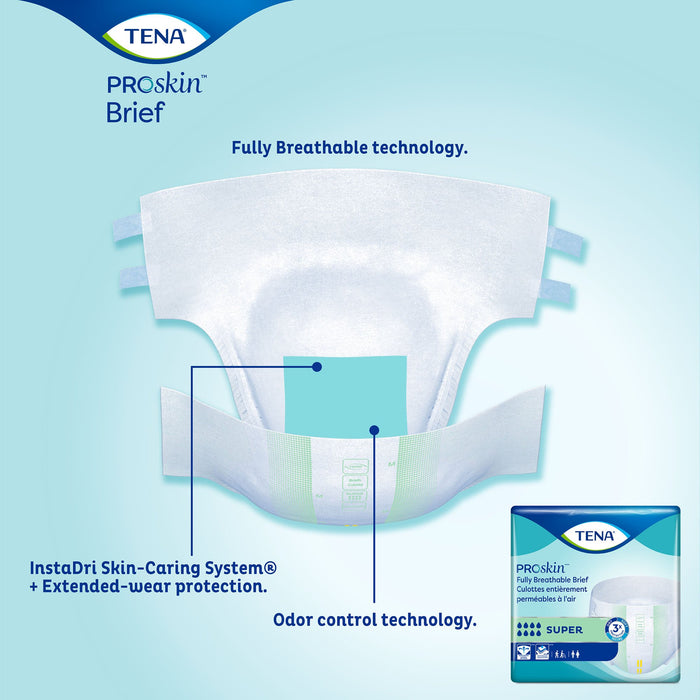 Tena Super Incontinence Briefs, Absorbent, Odor Control