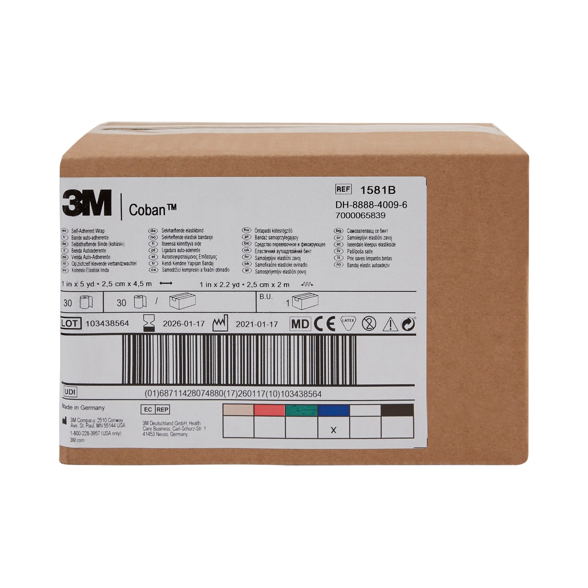 3M™ Coban™ Self-adherent Closure Cohesive Bandage, 1 Inch x 5 Yard ...