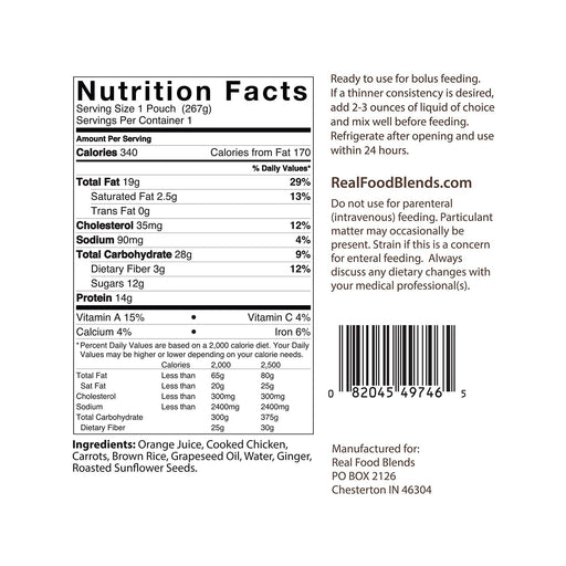 Real Food Blends™ Orange Chicken, Carrots & Brown Rice Tube Feeding Formula, 9.4 oz. Ready to Use Pouch | Each(1) | 979850_EA