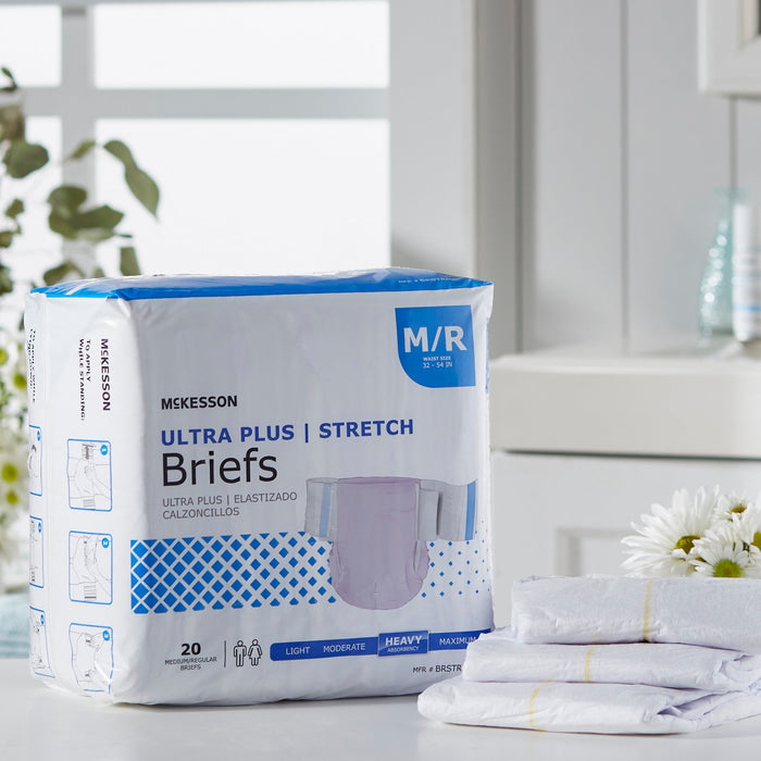 McKesson Ultra Plus Stretch Heavy Absorbency Incontinence Brief, Medium