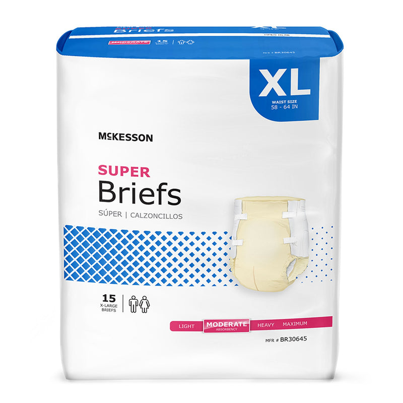 McKesson Super Moderate Absorbency Incontinence Brief, Extra Large | Bag-15 | 1123843_BG