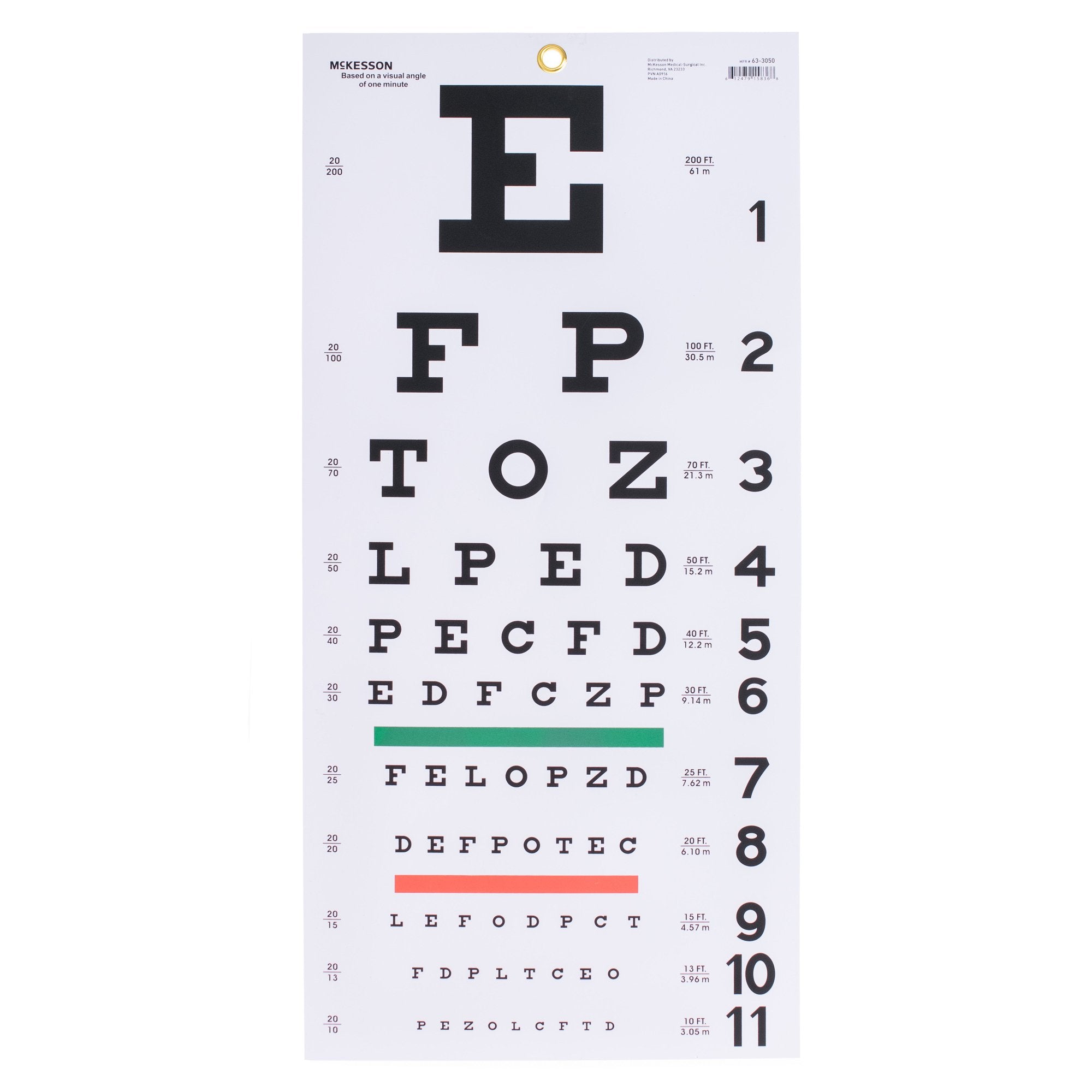 McKesson Eye Test Chart | Part # 63-3050 – Wasatch Medical Supply