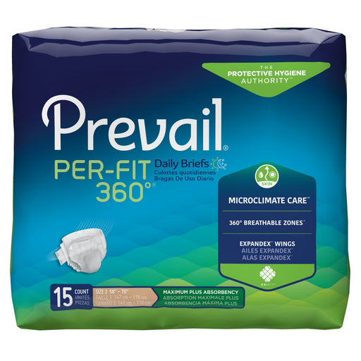 Prevail® Per-Fit 360°™ Maximum Plus Incontinence Brief, Extra Large | Bag-15 | 886535_BG