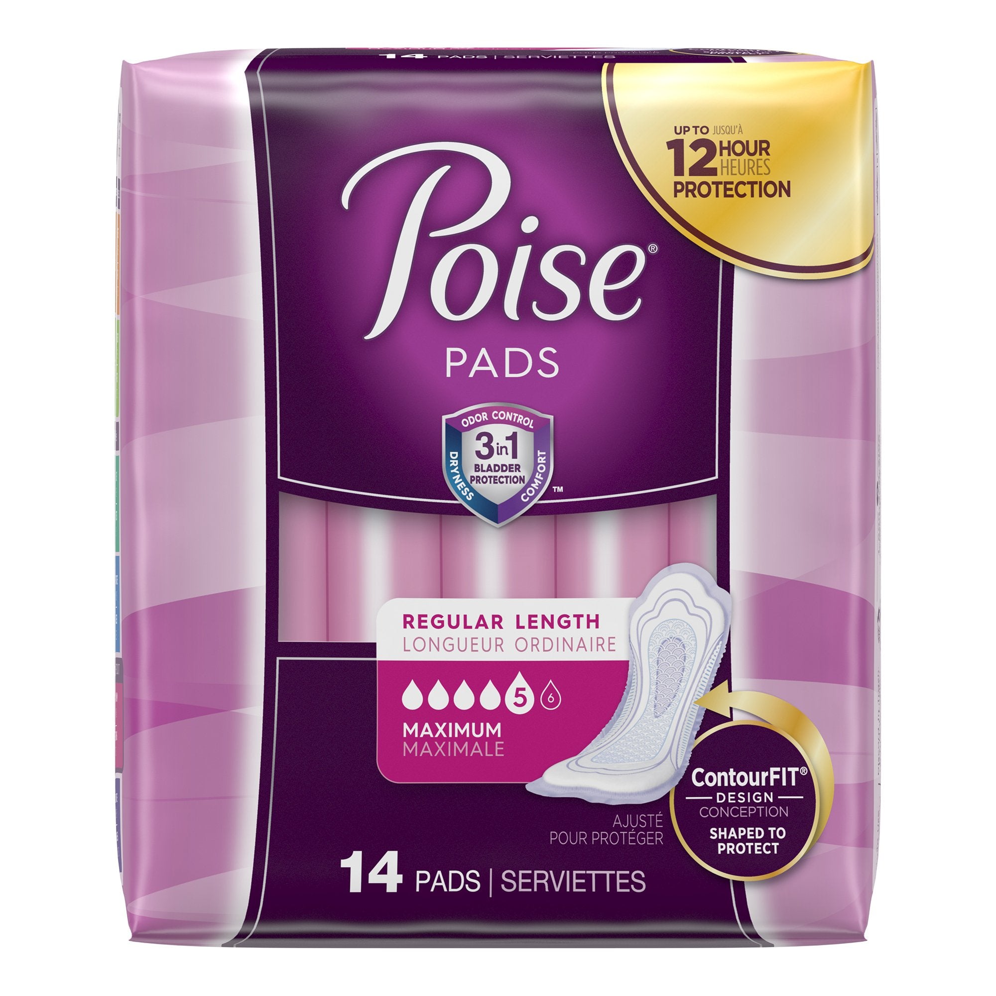 Poise Bladder Control Pads, Disposable, Heavy Absorbency, Regular Length,  3 x 11, Adult Female, Absorb-Loc Core