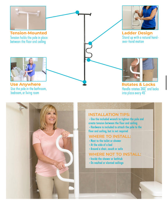 Stander Security Pole and Curve Grab Bar Mount