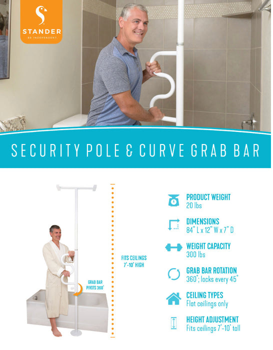 Stander Security Pole and Curve Grab Bar Mount