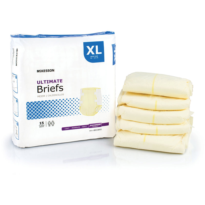 McKesson Ultimate Maximum Absorbency Incontinence Brief, Extra Large | Bag-15 | 1123846_BG