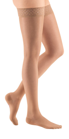 mediven sheer & soft 8-15 mmHg Thigh High w/Lace Silicone Topband Closed Toe Compression Stockings
