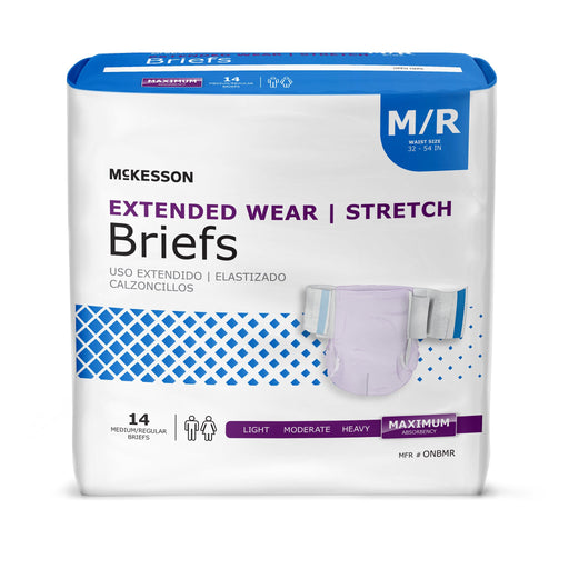 McKesson Extended Wear Maximum Absorbency Incontinence Brief, Medium | Bag-14 | 980310_BG