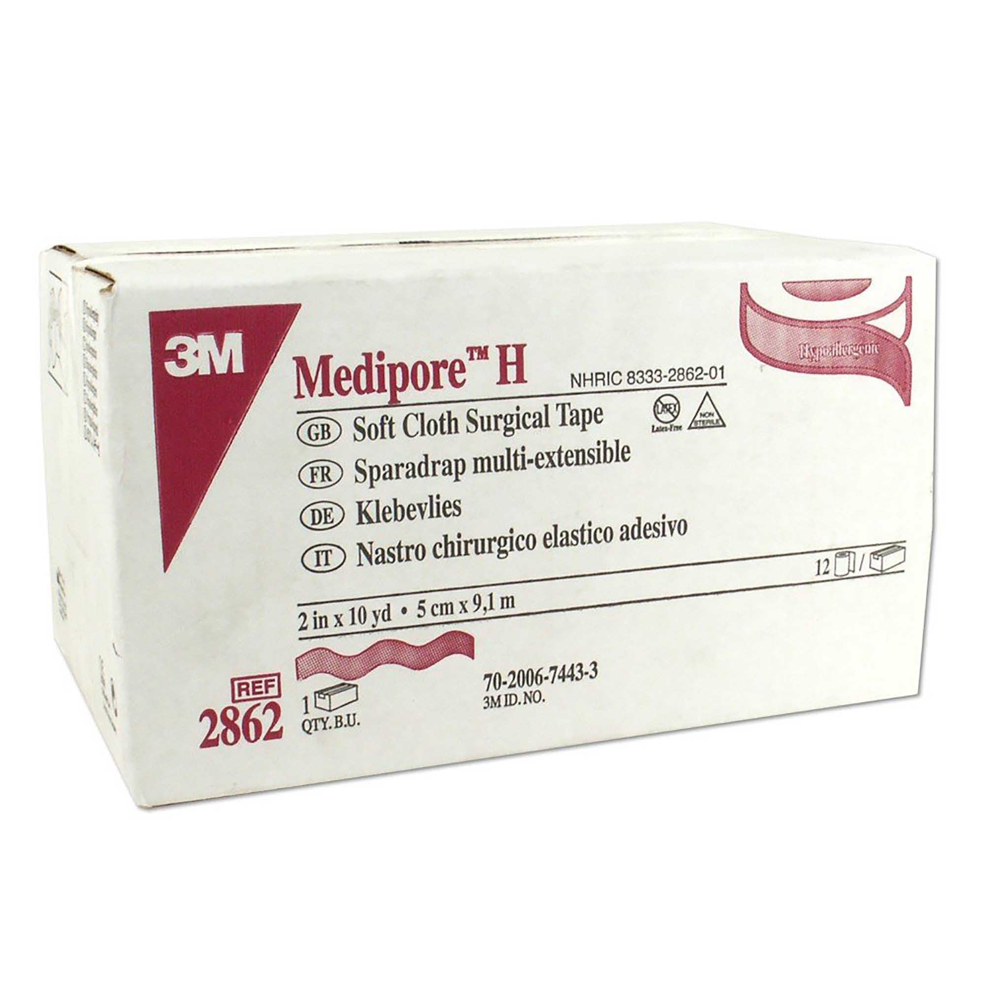 3M 2862 Medipore H Soft Cloth Surgical Tape 2 x 10 Yards - 2 Rolls
