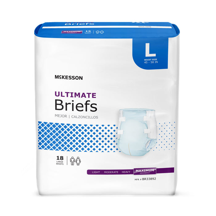 McKesson Ultimate Maximum Absorbency Incontinence Brief, Large | Case-72 | 1123845_CS