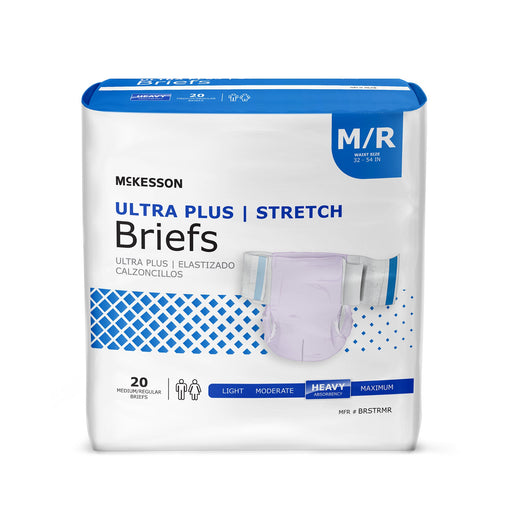 McKesson Ultra Plus Stretch Heavy Absorbency Incontinence Brief, Medium | Bag-1 | 884170_BG