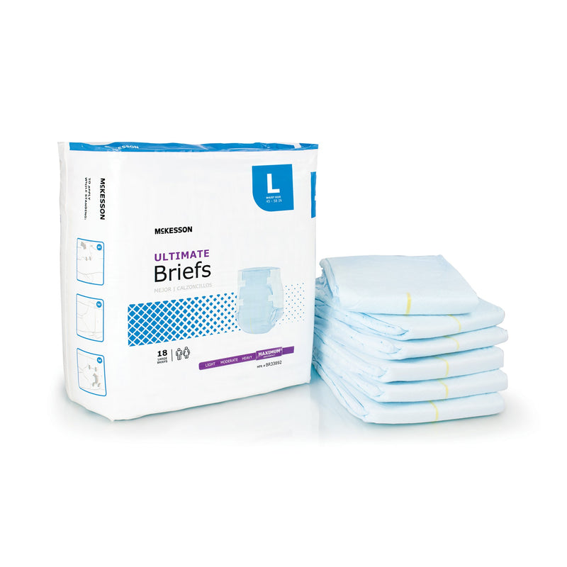 McKesson Ultimate Maximum Absorbency Incontinence Brief, Large | Bag-18 | 1123845_BG