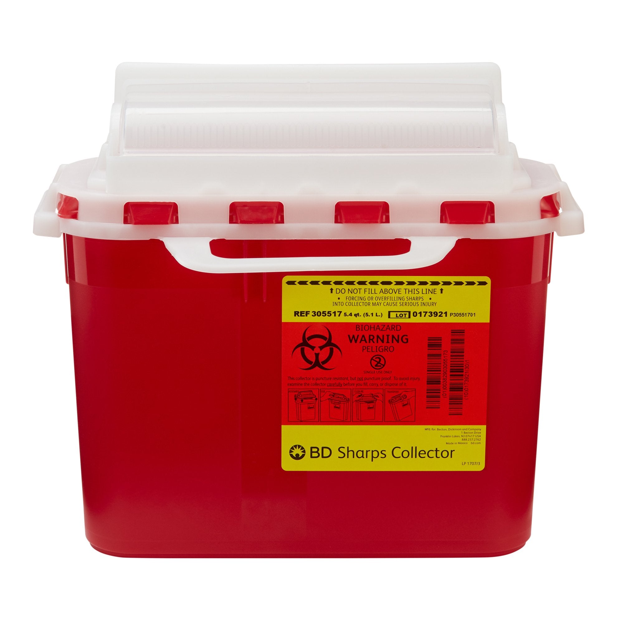 5 Liter Disposal Medical Plastic Quart Sharps Biohazard Bin Containers
