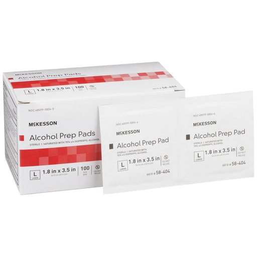 McKesson Alcohol Prep Pad Isopropyl Alcohol, 1-4/5 x 3-1/2 Inch | Box-100 | 225940_BX