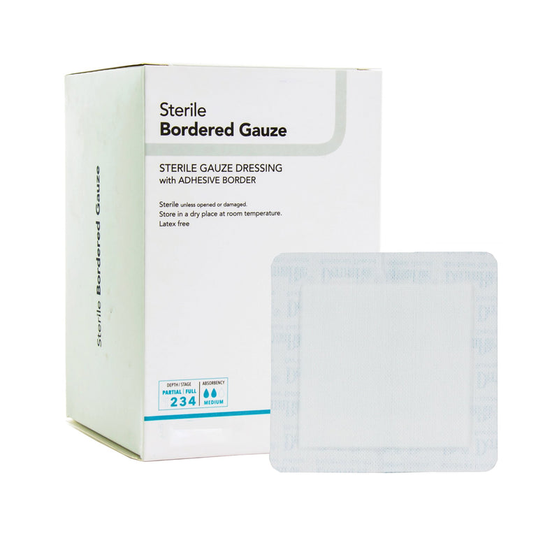 DermaRite® Bordered Gauze White Adhesive Dressing, 2 x 2 Inch | Box-50 | 972459_BX